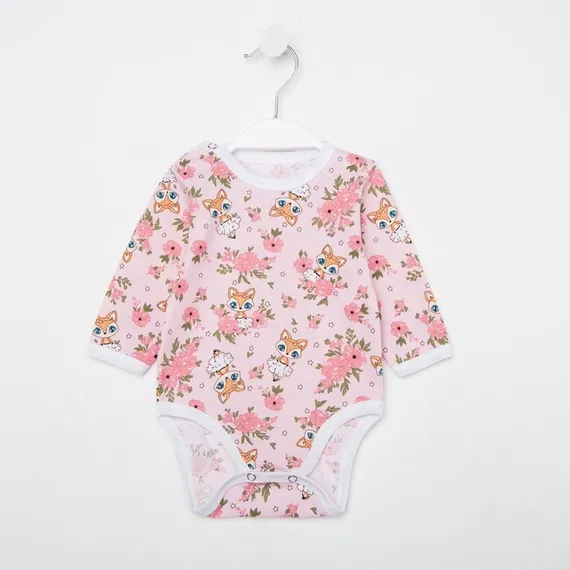 Боди детское, цвет розовый/лиса, рост 62 см