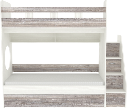 Трехъярусная кровать КарИВи Юниор  Белое Дерево Бетон