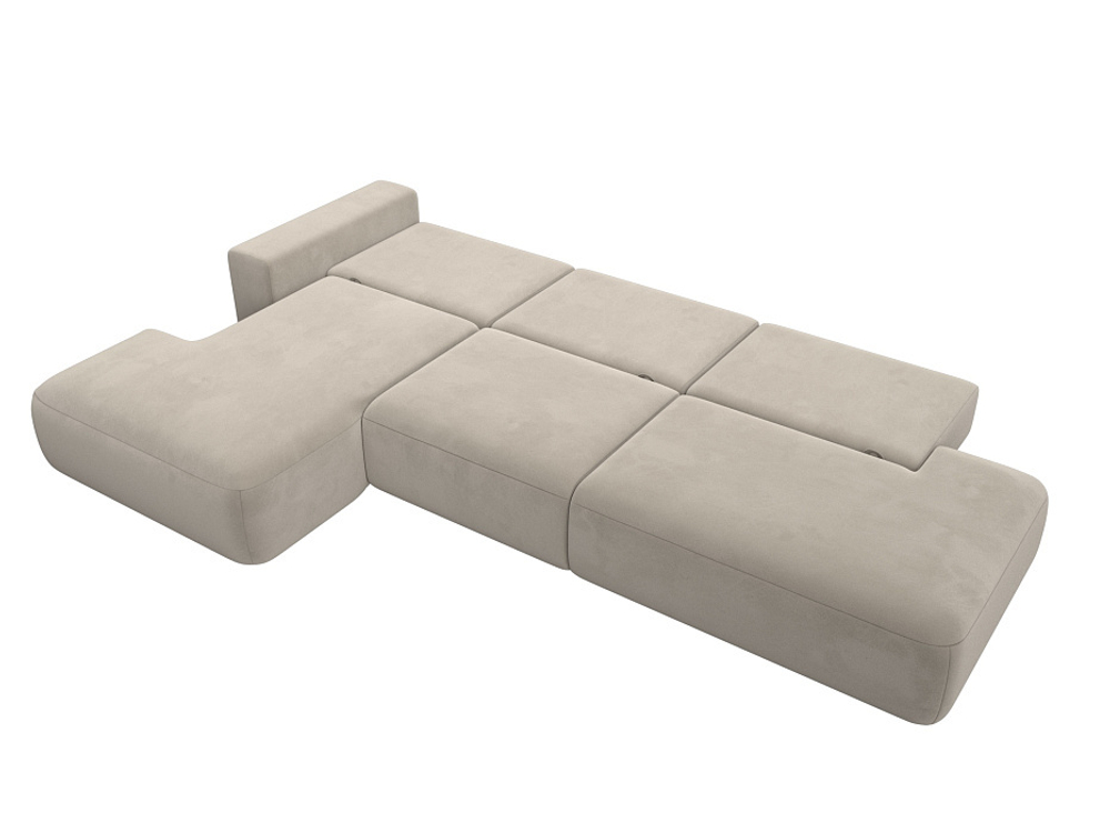 Диван угловой Лига-036 НПБ Модерн Лонг левый угол МИКРОВЕЛЬВЕТ Бежевый