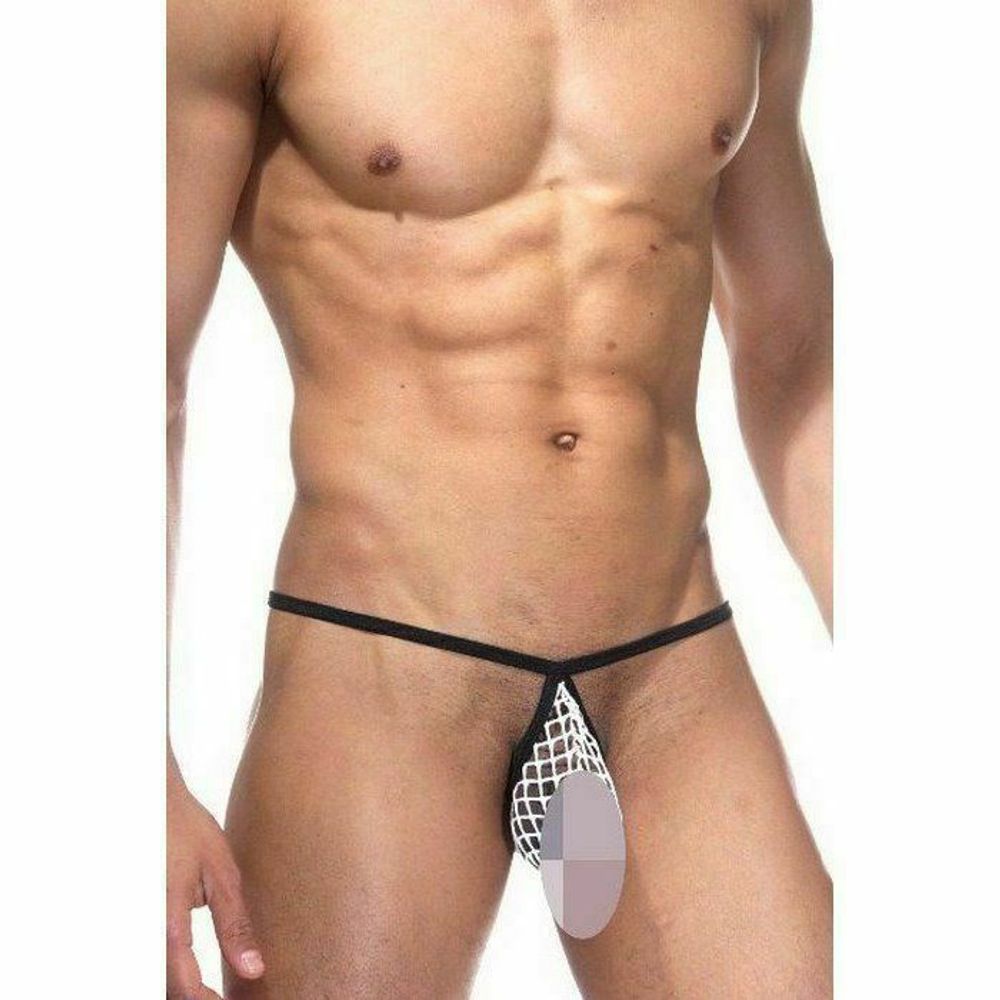 Мужские трусы стринги белые в сетку La Blinque LB15175