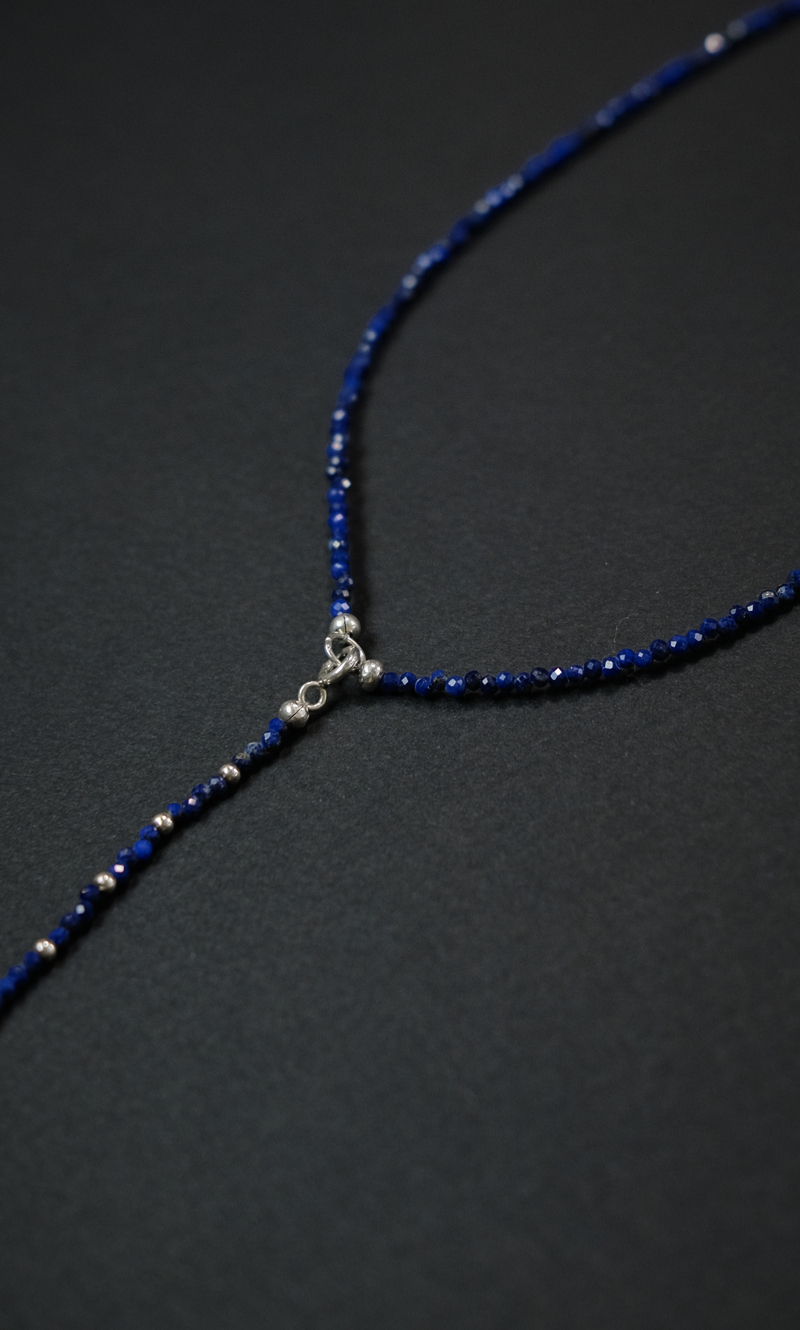 Колье Сотуар "Memo about Finance" из лазуритом с горным хрусталем