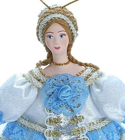 Фарфоровая кукла-подвеска Дама. Сувенир ручной работы