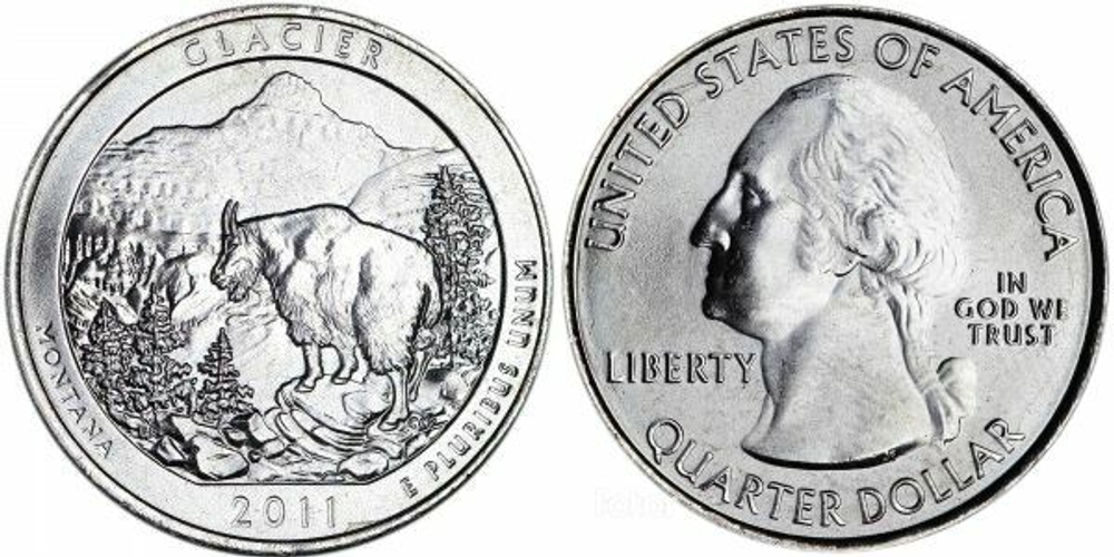 США 25 центов 2011 Квотеры «Парки США» 7 - Глейшер