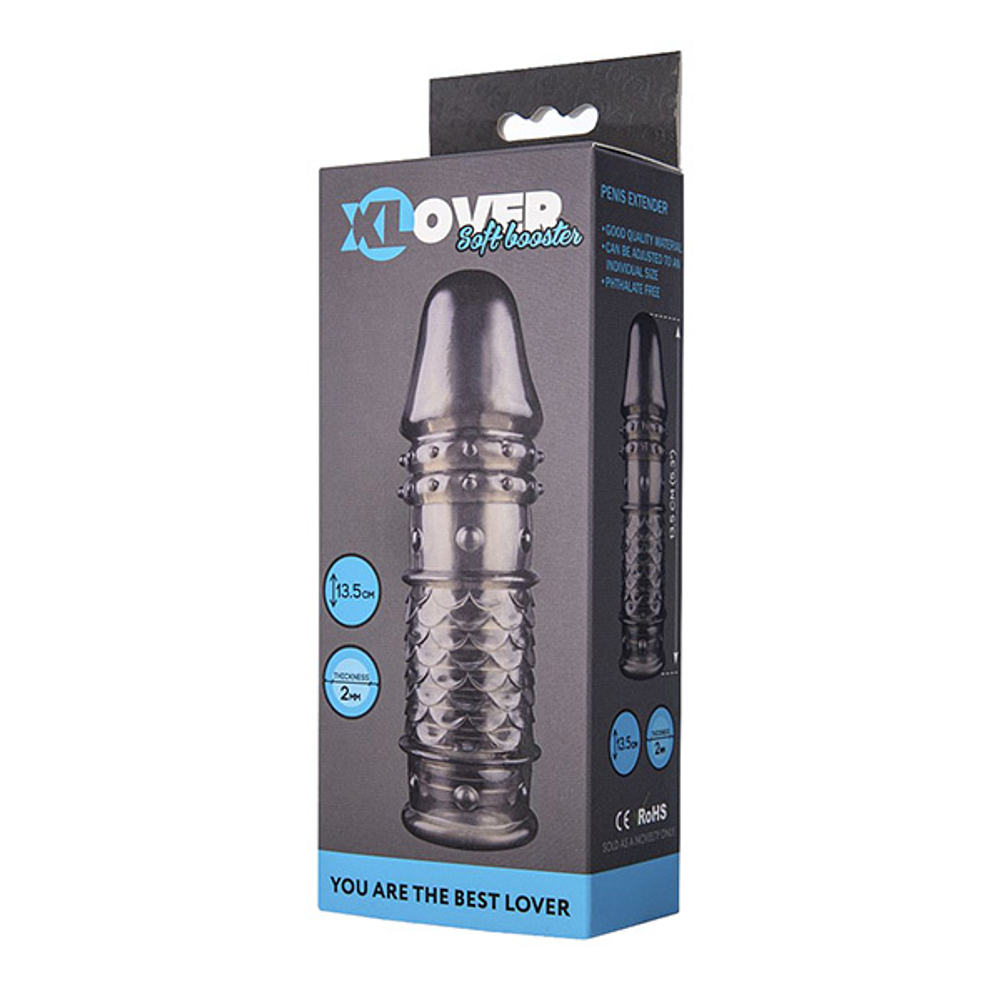 Дымчатая закрытая насадка 13,5см с чешуйками и пупырышками ToyFa XLover 748015