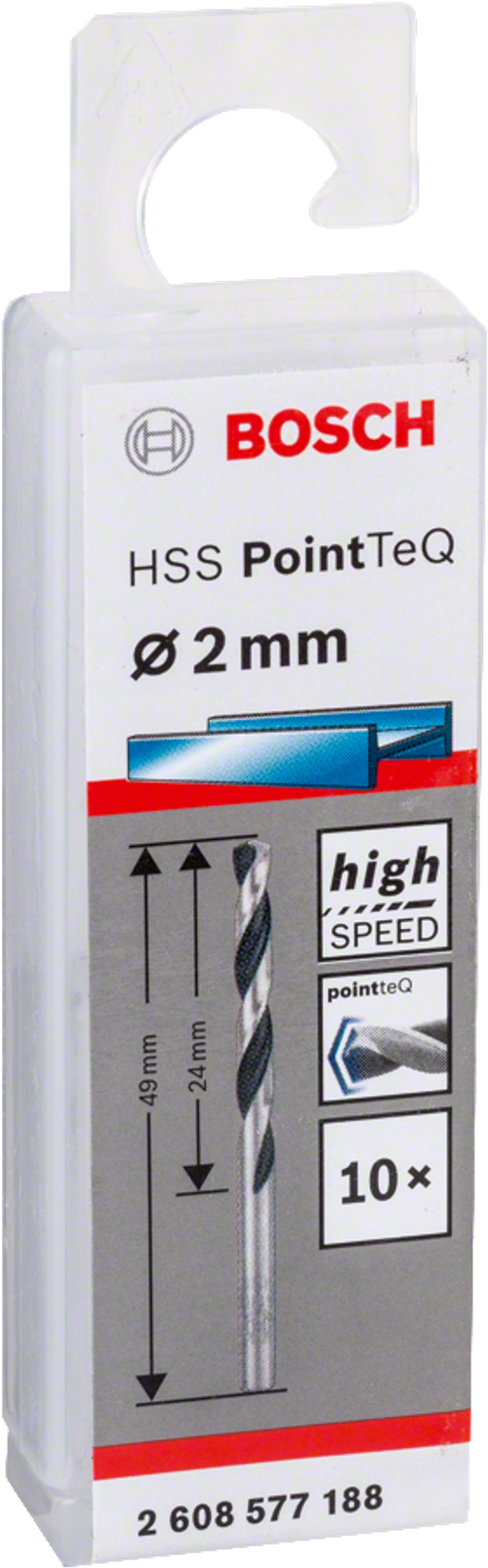 Спиральное сверло HSS PointTeQ 2 мм BOSCH 2608577188