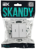 SKANDY Выключатель 2-клавишный проходной с индикацией 10А SK-V10W арктический белый IEK