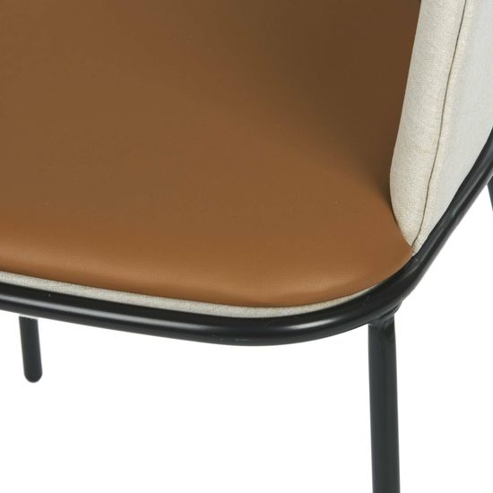 Стул Embrace с подлокотниками бежевая ткань и коричневая экокожа