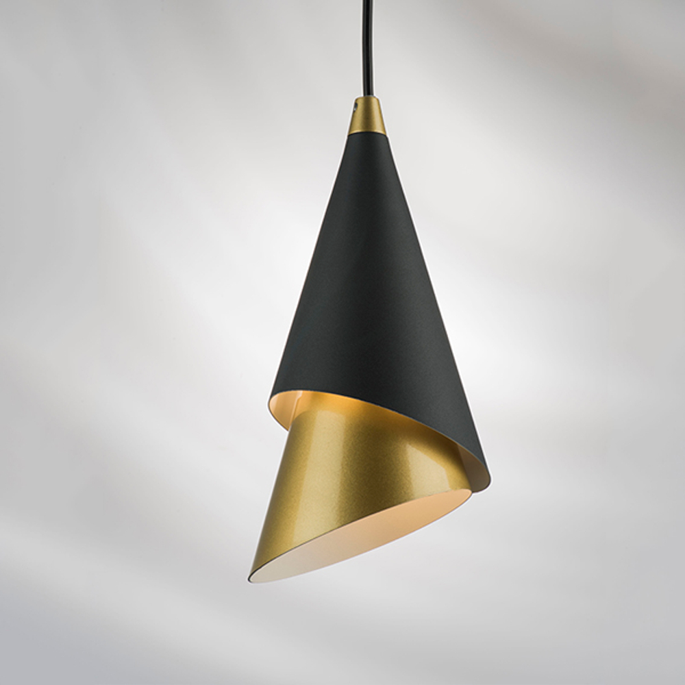 757010 Люстра CONE 1х40W E14 ЧЕРНЫЙ/ЗОЛОТО