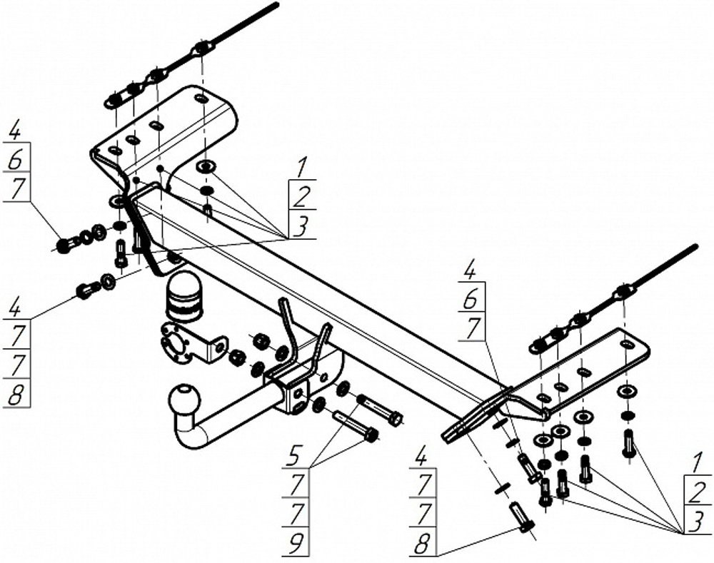 Фаркоп Motodor Exeed RX с 2023 г. (оцинк. Шар) арт.99015-A