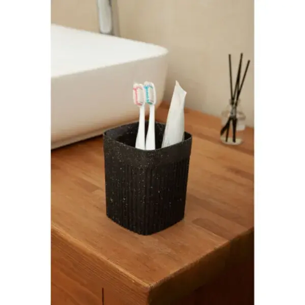 Стаканчик для зубных щеток 9*9*11см «VELVET» черный гранит