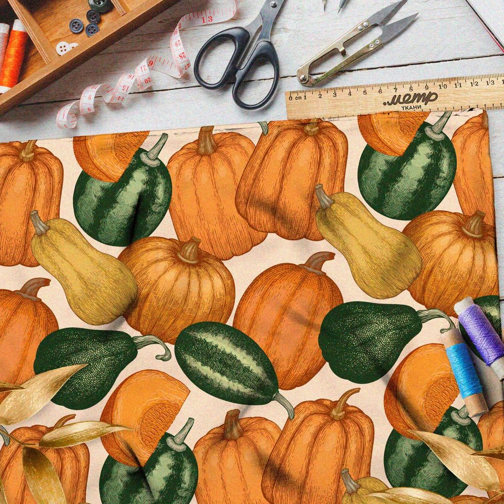 Ткань оксфорд 600 разноцветные тыквы
