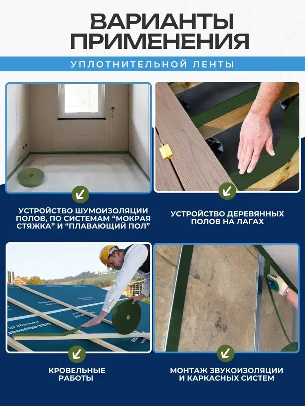 Уплотнительная лента демпферная самоклеящаяся ISOLON Euroband, 50х30 мм, хаки