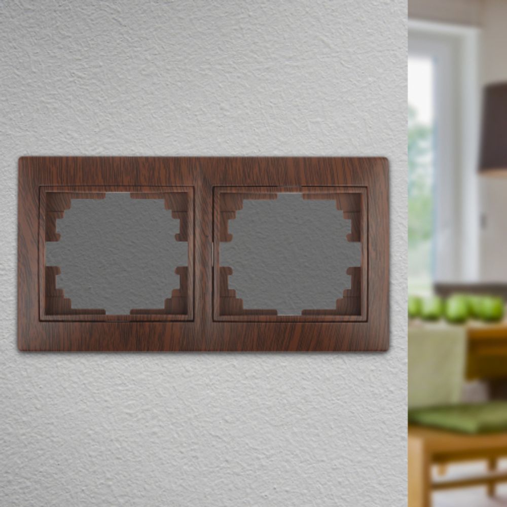 Рамка для розеток и выключателей Intro Plano 1-502-10 на 2 поста горизонтальная, СУ, венге