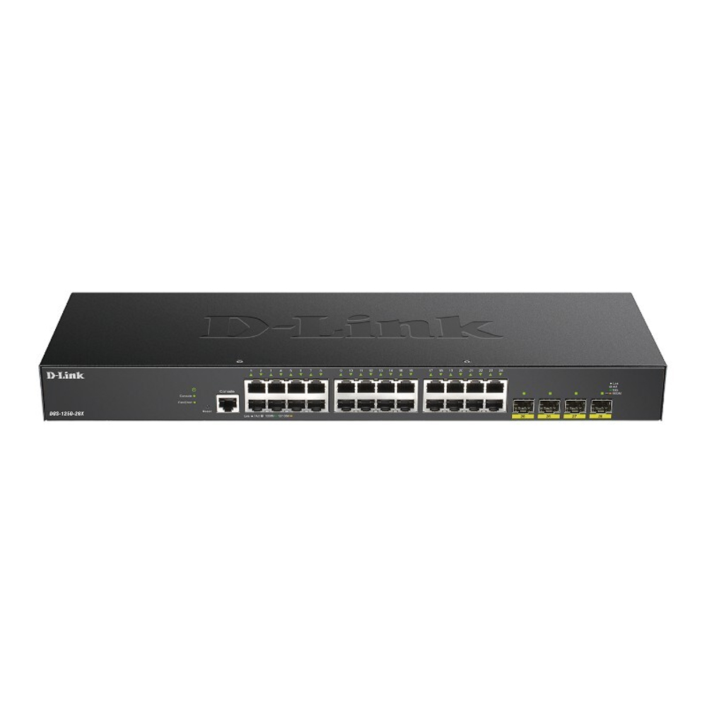 D-Link DGS-1250-28X/A1A Управляемый L2 коммутатор c 24 портами 10/100/1000Base-T и 4 портами 10GBase-X SFP+