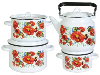 Набор кастрюль "Маки мечта" с чайником