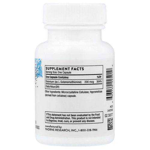 Thorne, селен, 200 мкг, 60 капсул