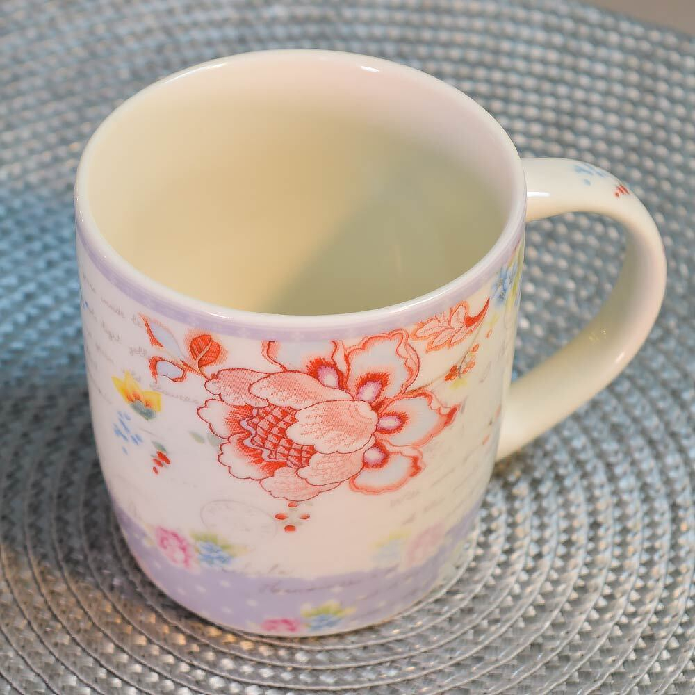 Кружка 350мл Цветы, микс 8069