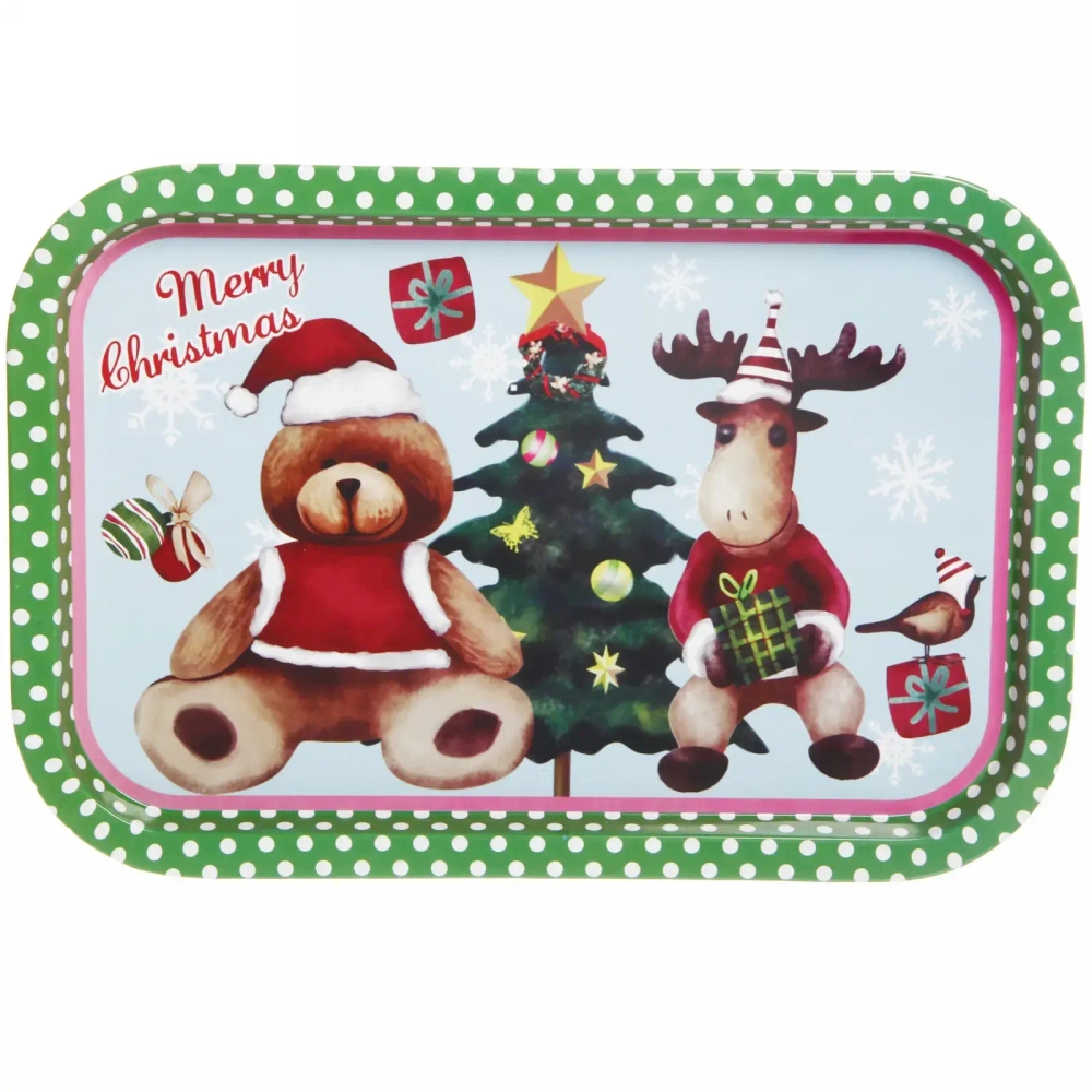 Поднос жестяной 34,5*23,5см «Мишка и лось»