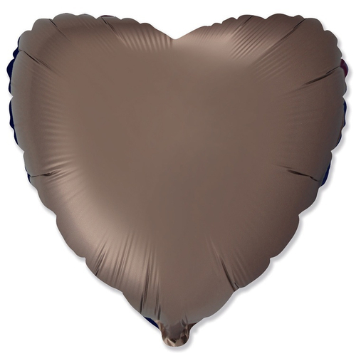 FM (18''/46 см) Сердце, Кофейный сатин / HEART Satin Brown / 1 шт