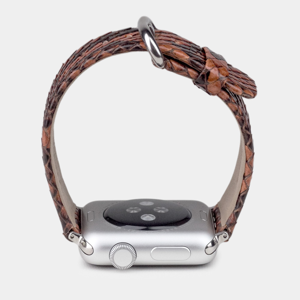 Ремешок для Apple Watch 44/45/46 mm из кожи питона, цвета Коньяк