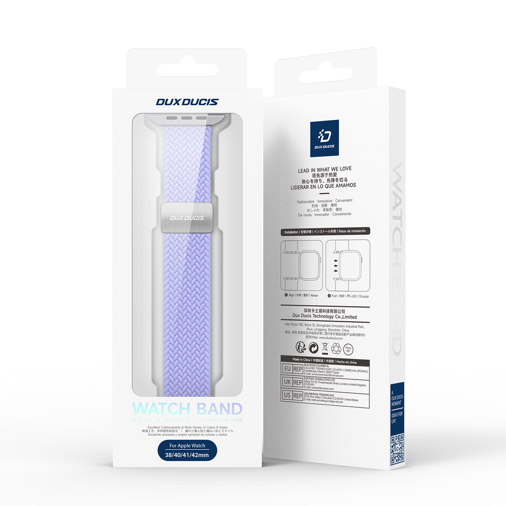 Эластичный ремешок фиолетового цвета (Misty Purple) для смарт часов Apple Watch размером 38, 40, 41 и 42MM, серия Mixture Ultra Series от Dux Ducis