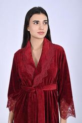 Халат женский велюровый 0519 бордовый NUSA Турция