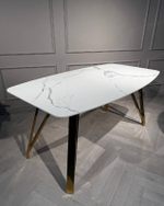 Стол обеденный Ist Casa Соар-2, 160х90х76 см, бело-серая керамика, золото