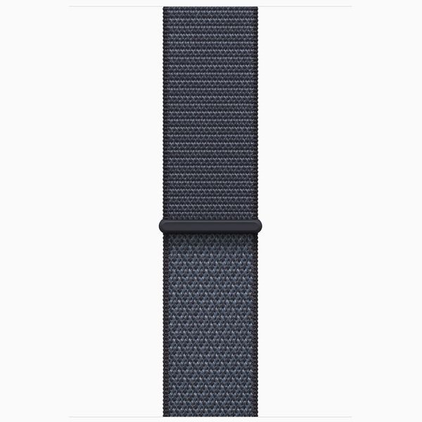 Умные часы Apple Watch Series 11 46 мм из алюминия цвета «чёрный глянец», нейлоновый браслет синего цвета