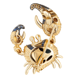 Брошь Краб с Топазом, Цветными Сапфирами, Цаворитами и Бриллиантами, Brs0247-1/3