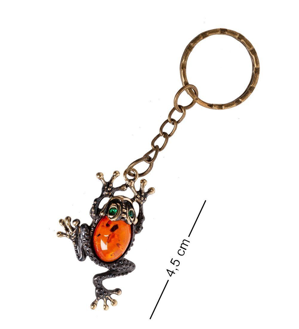 AM- 845 Брелок «Лягушка» (латунь, янтарь)