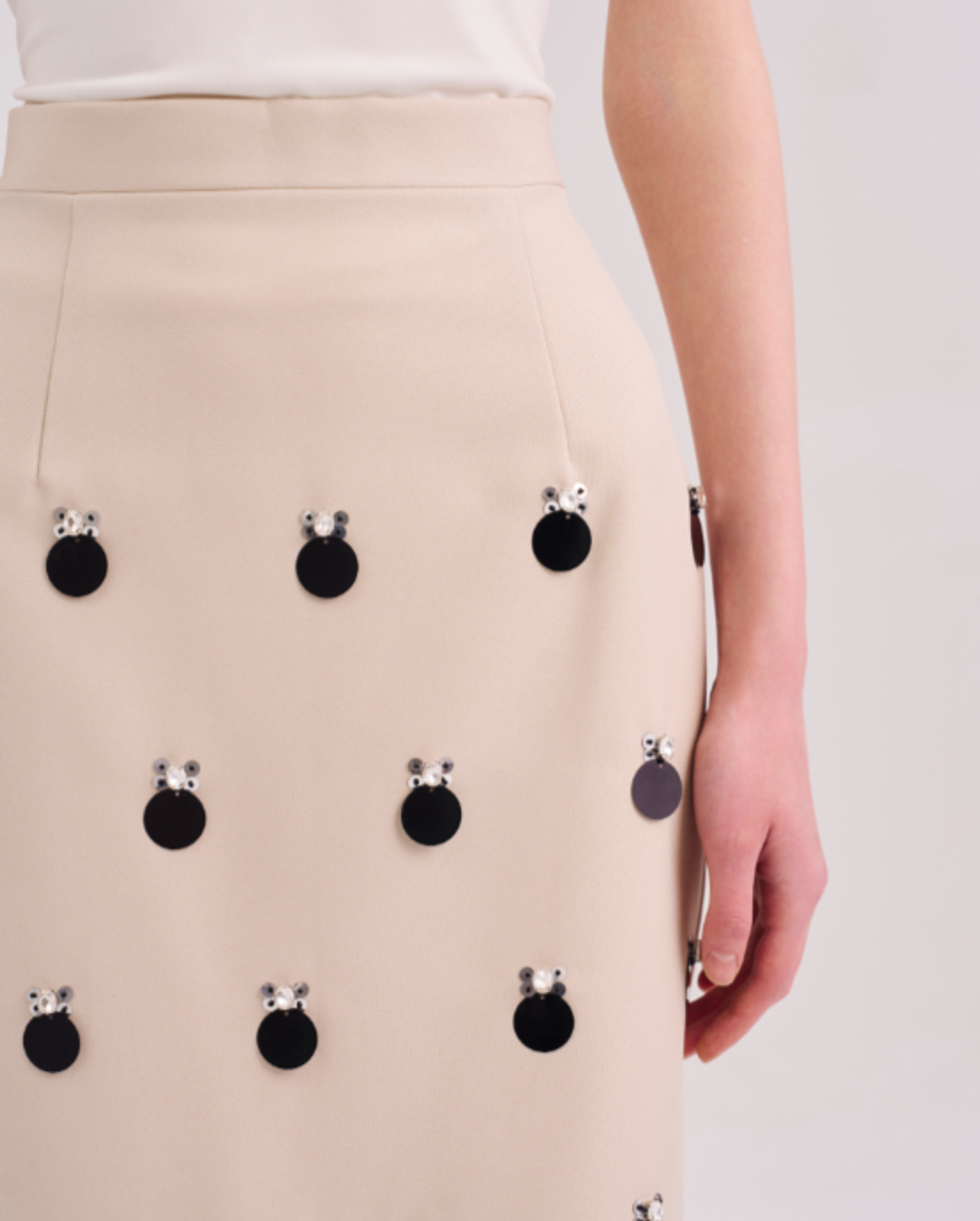 Юбка базовая пайетками бежевая