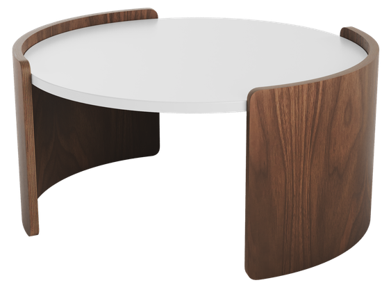 Столик Lagom D 65 см высота 32 см (белый, орех)