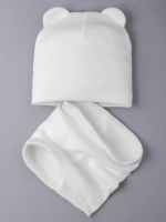 Шапка детская с ушками и снуд на осень