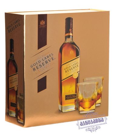 Джонни Уокер Голд Лэйбл Резерв. 18 лет выдержки со стаканами. Шотландский виски. 0,7 Л
