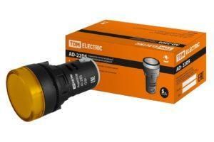 Лампа  AD-22DS  (LED) матрица 230В. желтый. d=22 мм  TDM
