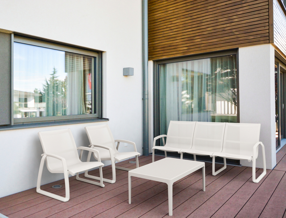 Диван пластиковый трехместный Siesta Contract Pacific Lounge, белый