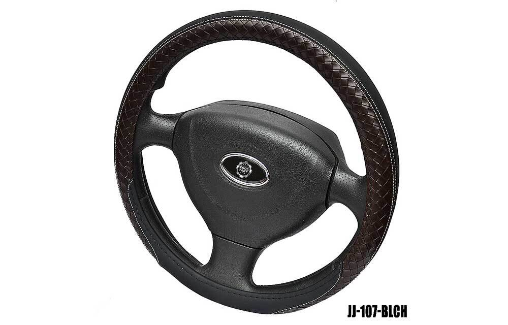 Оплетка на руль круглая Coolpart MAXIMAL (37*38) к/з черный/шоколод Плетенка JJ-107-BLCH