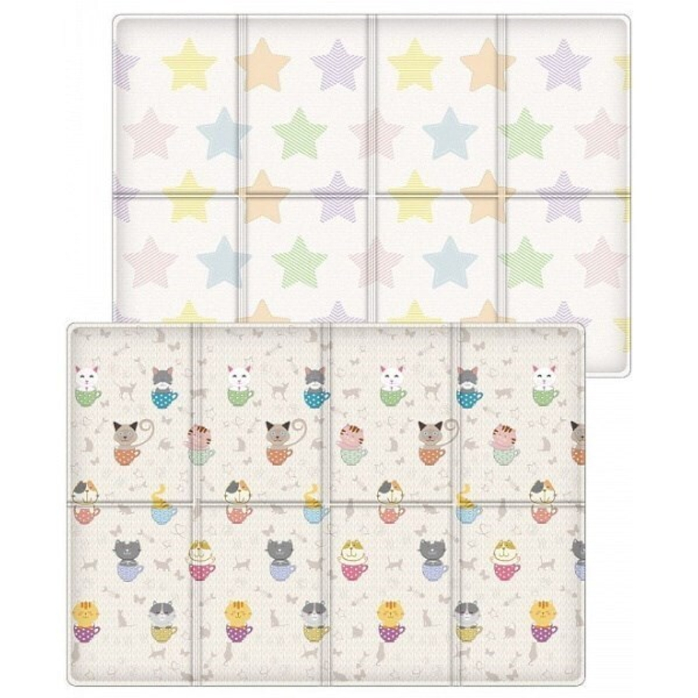 Детский развивающий коврик (книжка) Mambobaby Soft Cat &amp; Star, двухсторонний, (190х130х1см)