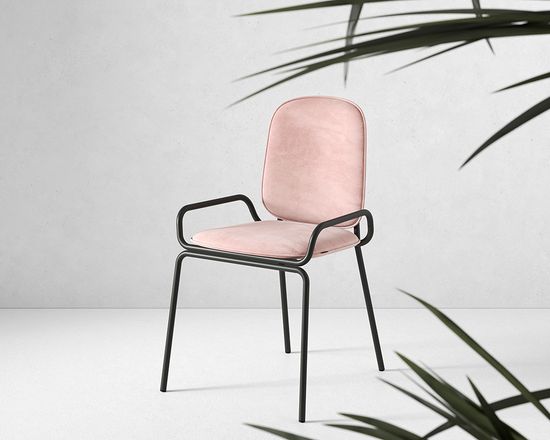 Стул ror, double frame, велюр, черный/розовый