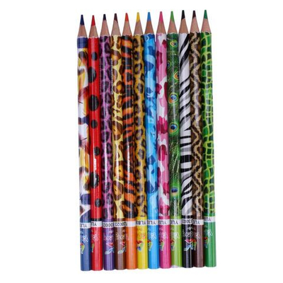 Карандаши цветные "Зоопарк" 6-гранные12 цветов, животный принт на корпусе