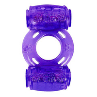 Фиолетовое эрекционное кольцо в двумя вибропулями Bior Toys Erowoman-Eroman EE-10272