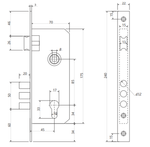 Замок врезной Apecs 2210/60-B/G