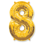 Шар фольгированный Цифра 8 101 см (Золотой)