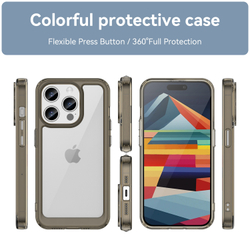 Усиленный чехол с защитными рамками серого цвета для iPhone 15 Pro, увеличенные защитные свойства
