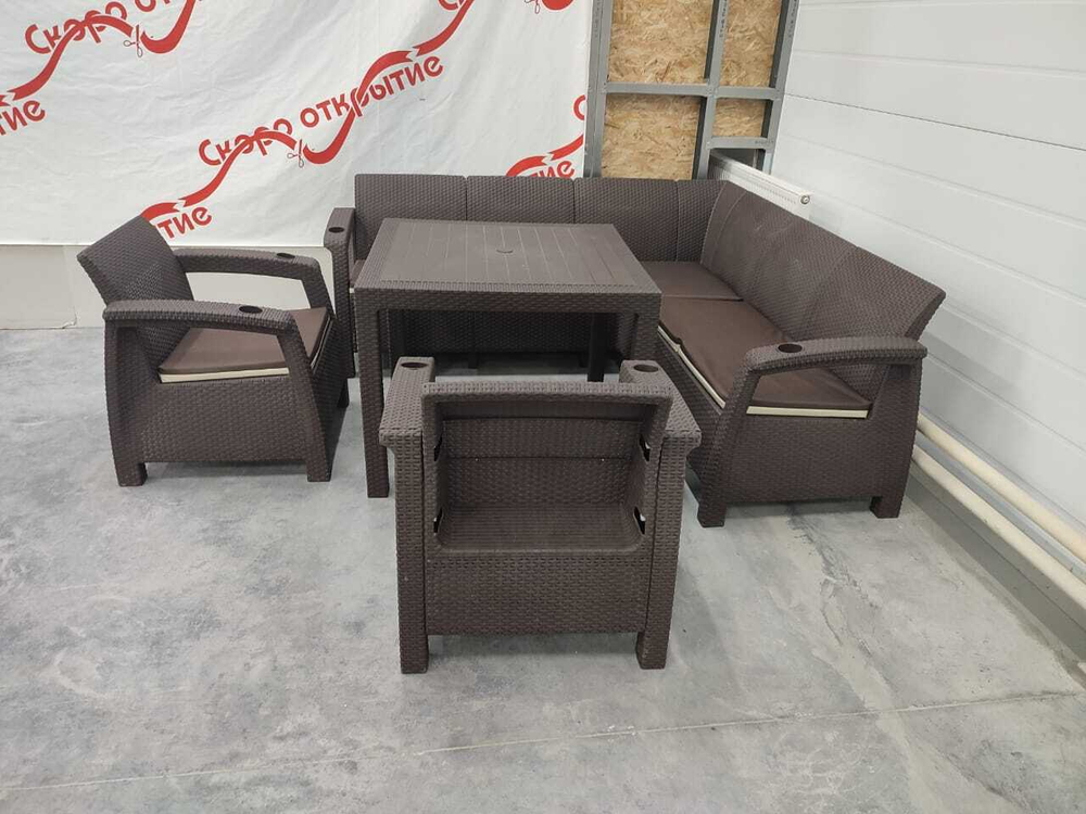 Обеденная группа под искусственный ротанг Yalta large set