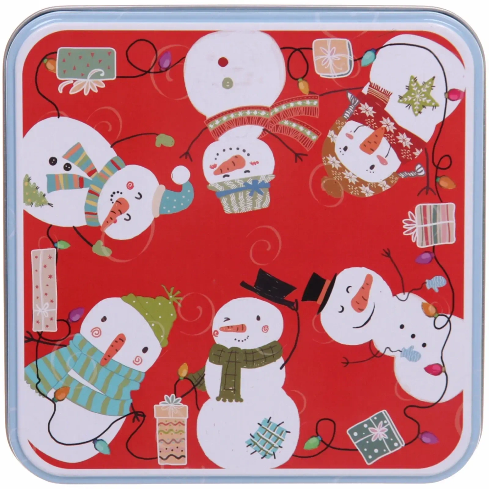 Банка жестяная «Веселые Снеговики» 1500мл 15*15*7см