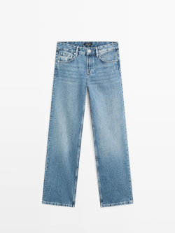 Massimo Dutti Джинсы прямого кроя с низкой посадкой, средне-синий