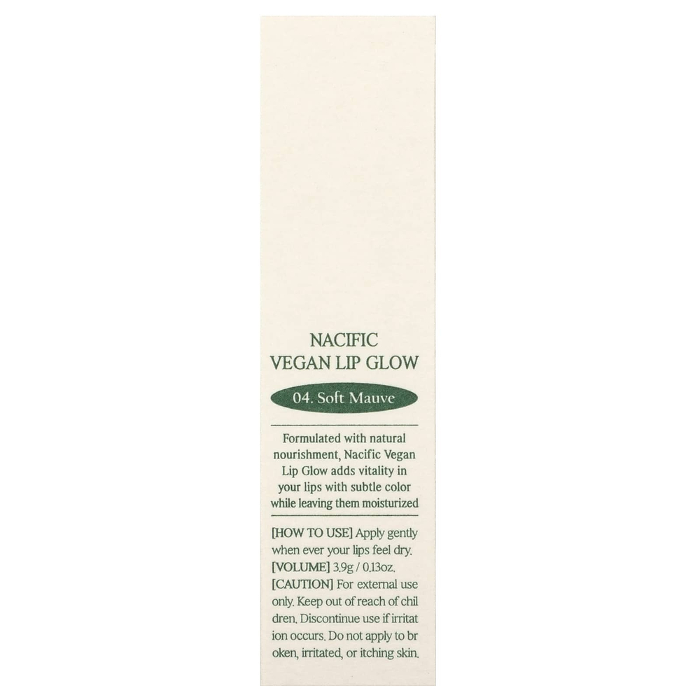 Nacific, Vegan Lip Glow, 04 Soft Mauve, 0.13 oz (3.9 g)