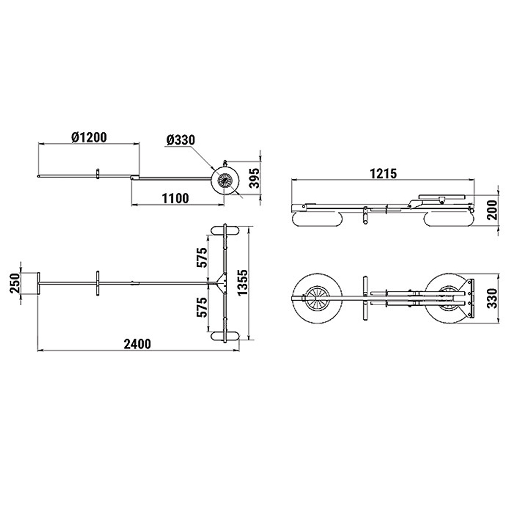 Тележка складная для транспортировки лодки до 80кг