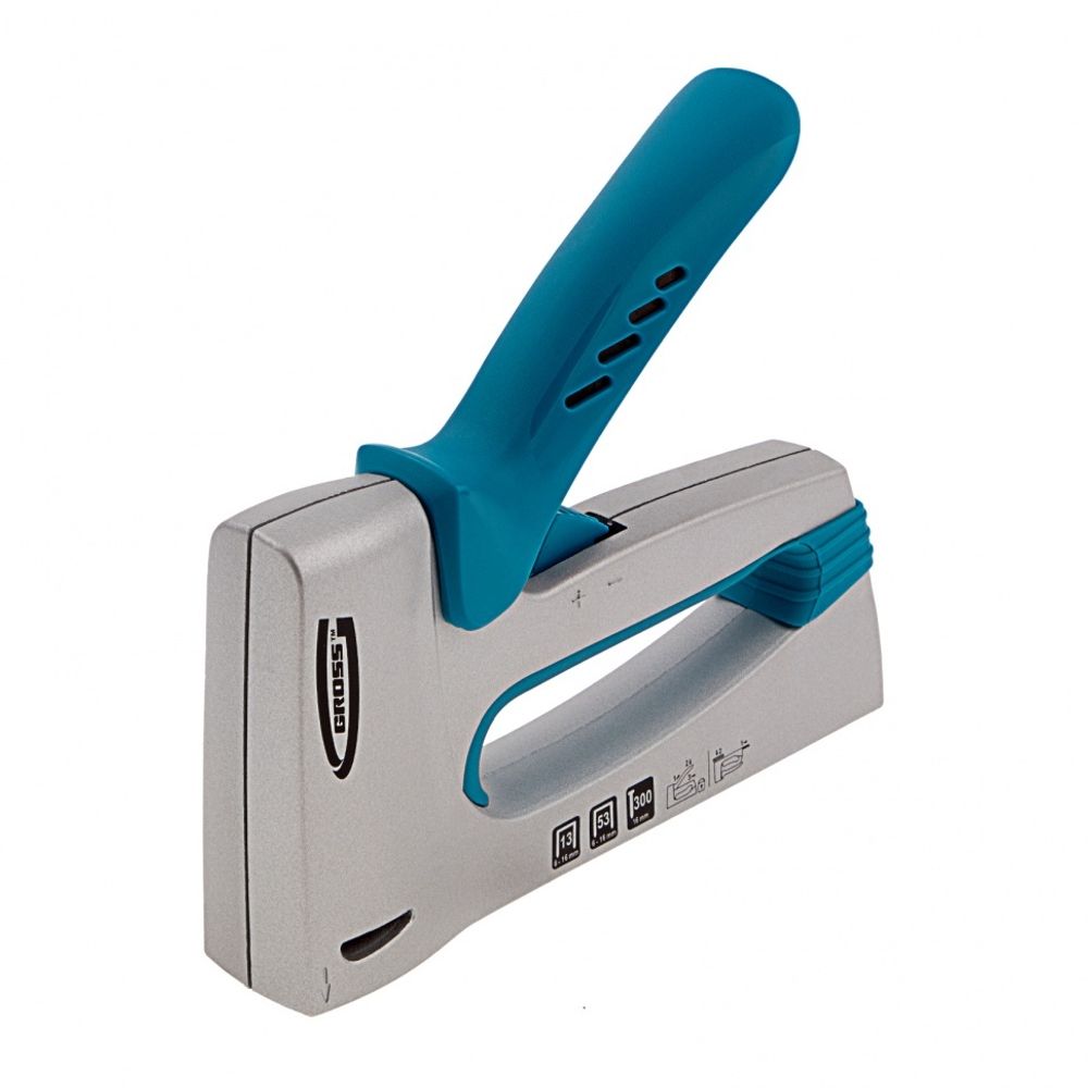 Степлер мебельный, алюминиевый корпус,регулировка удара, тип скобы 13, 53, 300, 6-16мм// Gross 41002